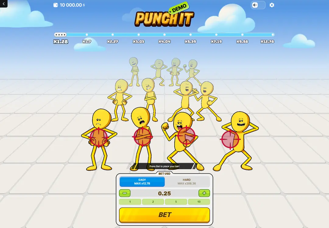 Easy mode with the nine-value tracker above four front opponents